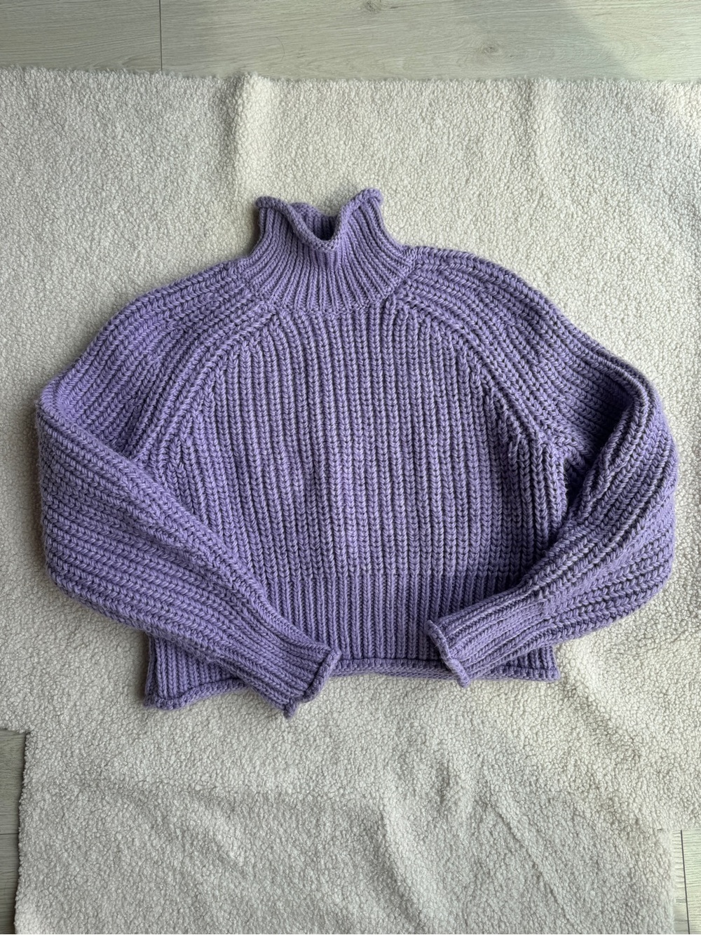 H&M Lavender Chunky Cropped Turtleneck Sweater